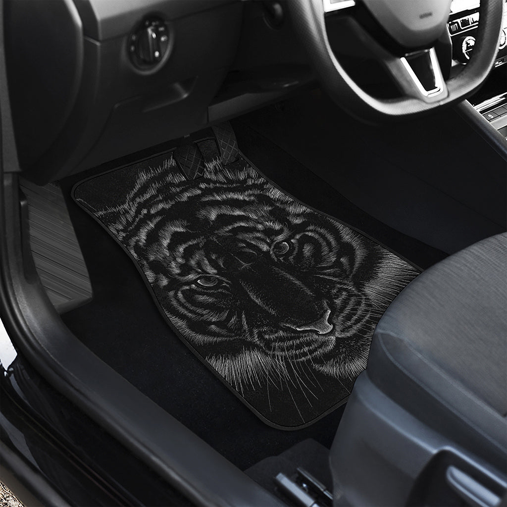 Black Tiger Portrait Print Front Car Floor Mats