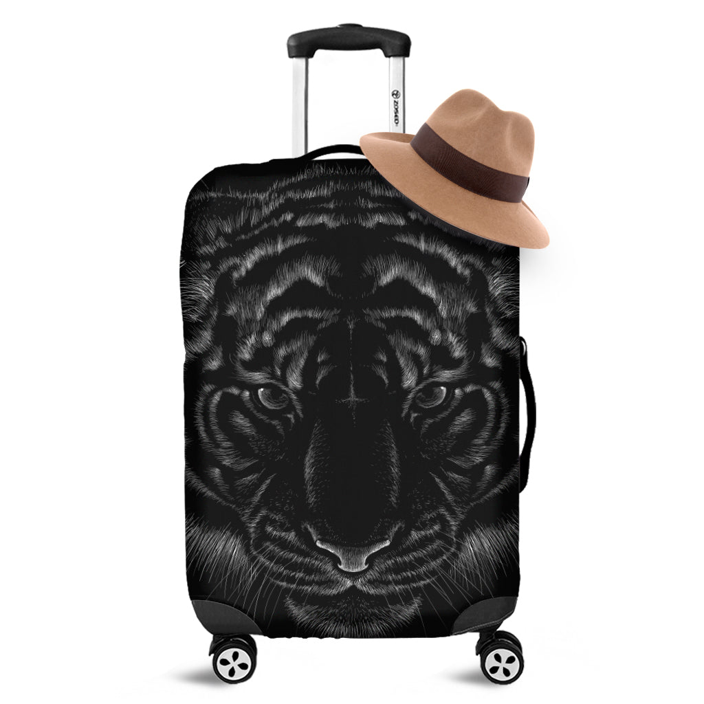 Black Tiger Portrait Print Luggage Cover
