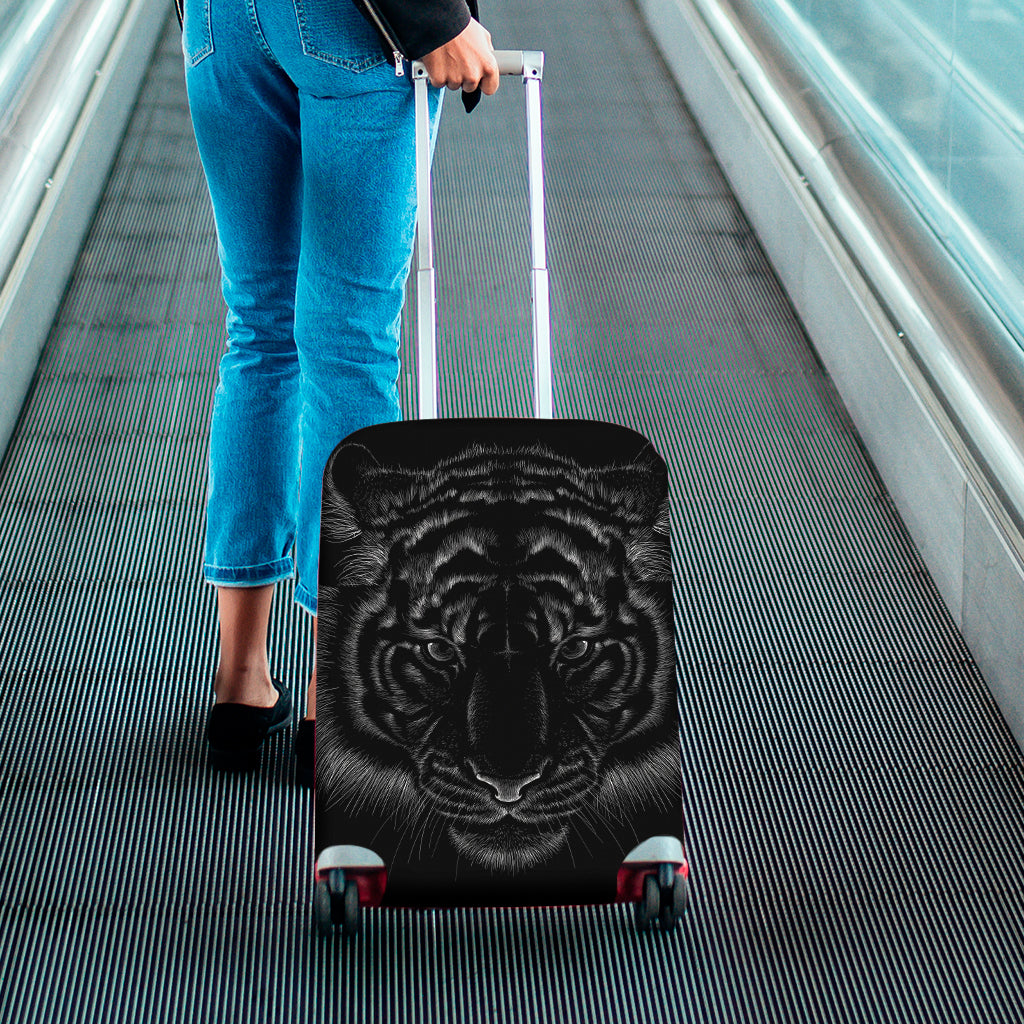 Black Tiger Portrait Print Luggage Cover