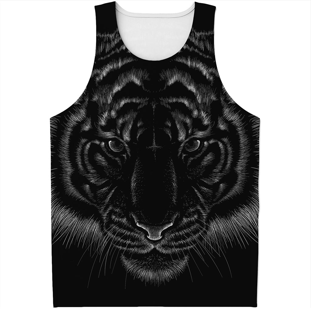 Black Tiger Portrait Print Men's Tank Top