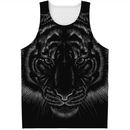 Black Tiger Portrait Print Men's Tank Top