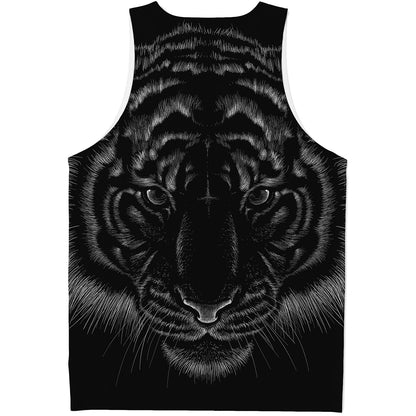 Black Tiger Portrait Print Men's Tank Top
