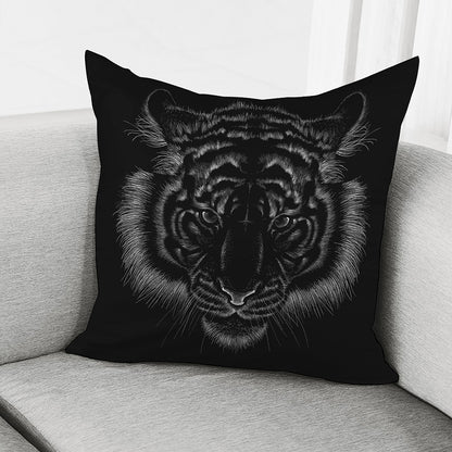 Black Tiger Portrait Print Pillow Cover