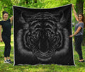 Black Tiger Portrait Print Quilt