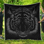 Black Tiger Portrait Print Quilt