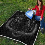 Black Tiger Portrait Print Quilt