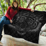 Black Tiger Portrait Print Quilt