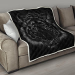 Black Tiger Portrait Print Quilt
