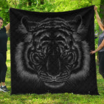 Black Tiger Portrait Print Quilt
