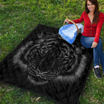 Black Tiger Portrait Print Quilt