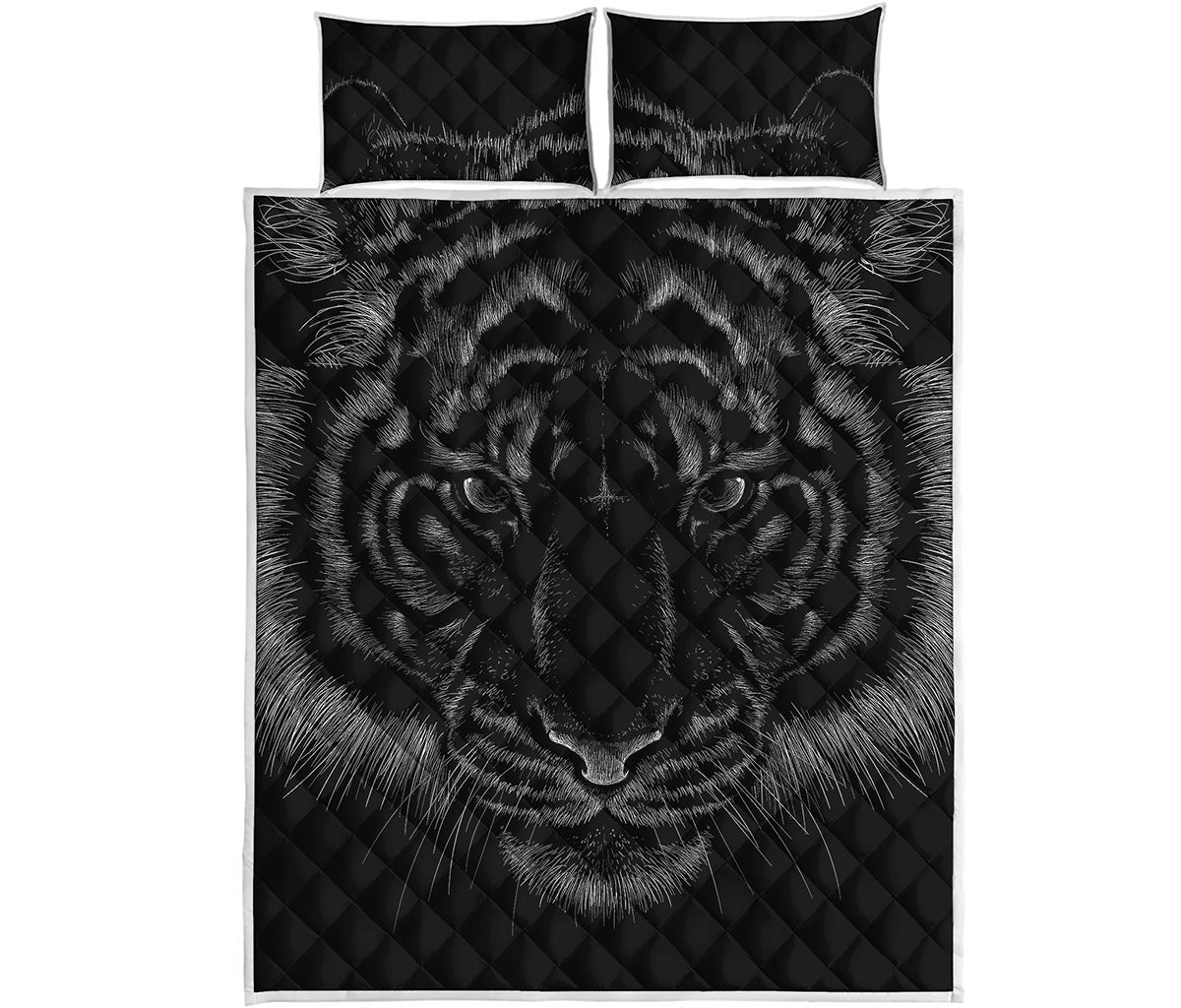 Black Tiger Portrait Print Quilt Bed Set
