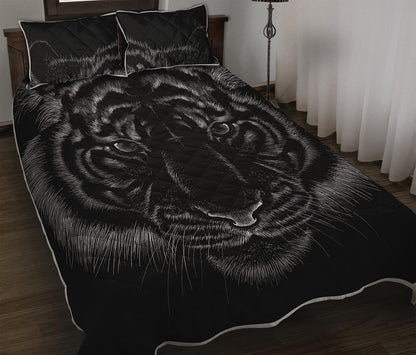 Black Tiger Portrait Print Quilt Bed Set