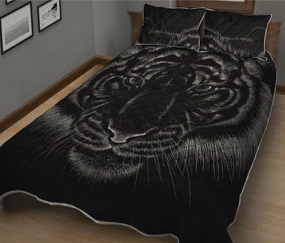 Black Tiger Portrait Print Quilt Bed Set