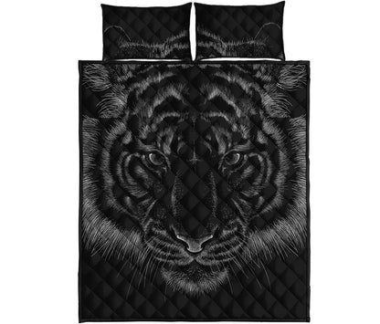 Black Tiger Portrait Print Quilt Bed Set