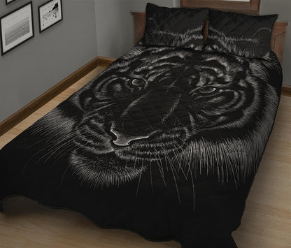 Black Tiger Portrait Print Quilt Bed Set