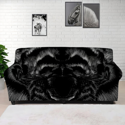Black Tiger Portrait Print Sofa Cover
