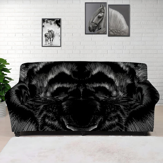 Black Tiger Portrait Print Sofa Cover