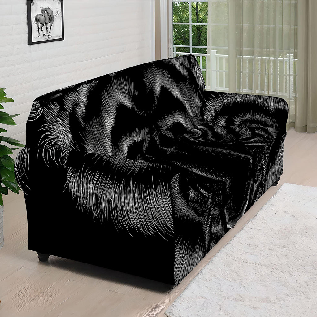 Black Tiger Portrait Print Sofa Cover