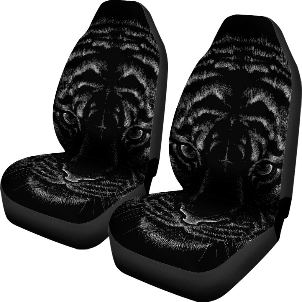 Black Tiger Portrait Print Universal Fit Car Seat Covers
