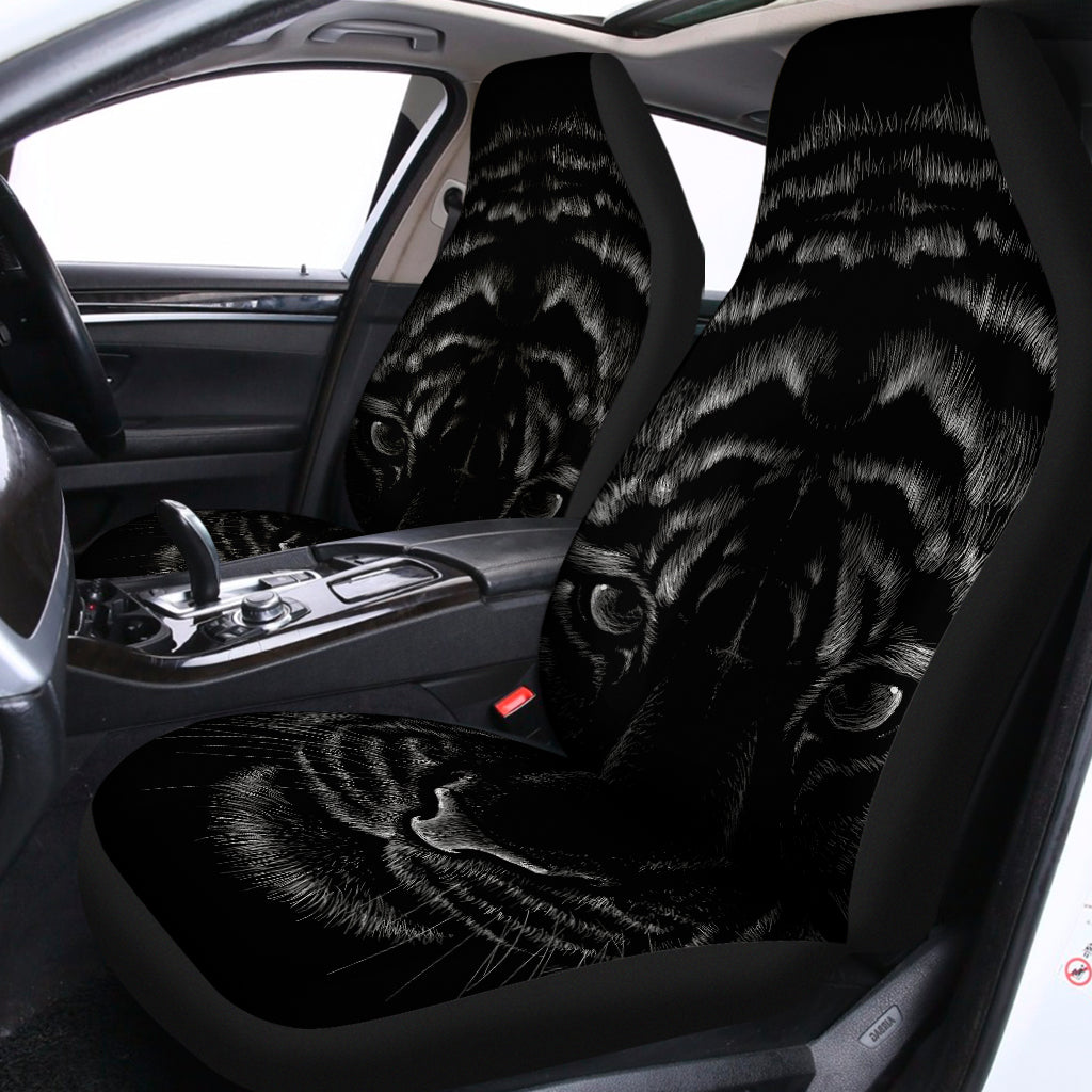 Black Tiger Portrait Print Universal Fit Car Seat Covers