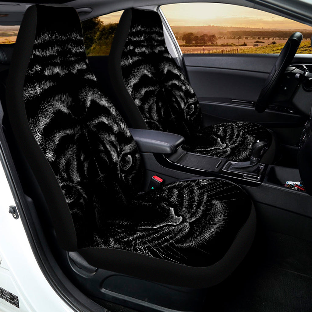 Black Tiger Portrait Print Universal Fit Car Seat Covers