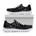 Black Tiger Portrait Print White Running Shoes