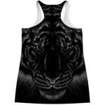 Black Tiger Portrait Print Women's Racerback Tank Top