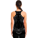 Black Tiger Portrait Print Women's Racerback Tank Top
