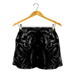 Black Tiger Portrait Print Women's Shorts