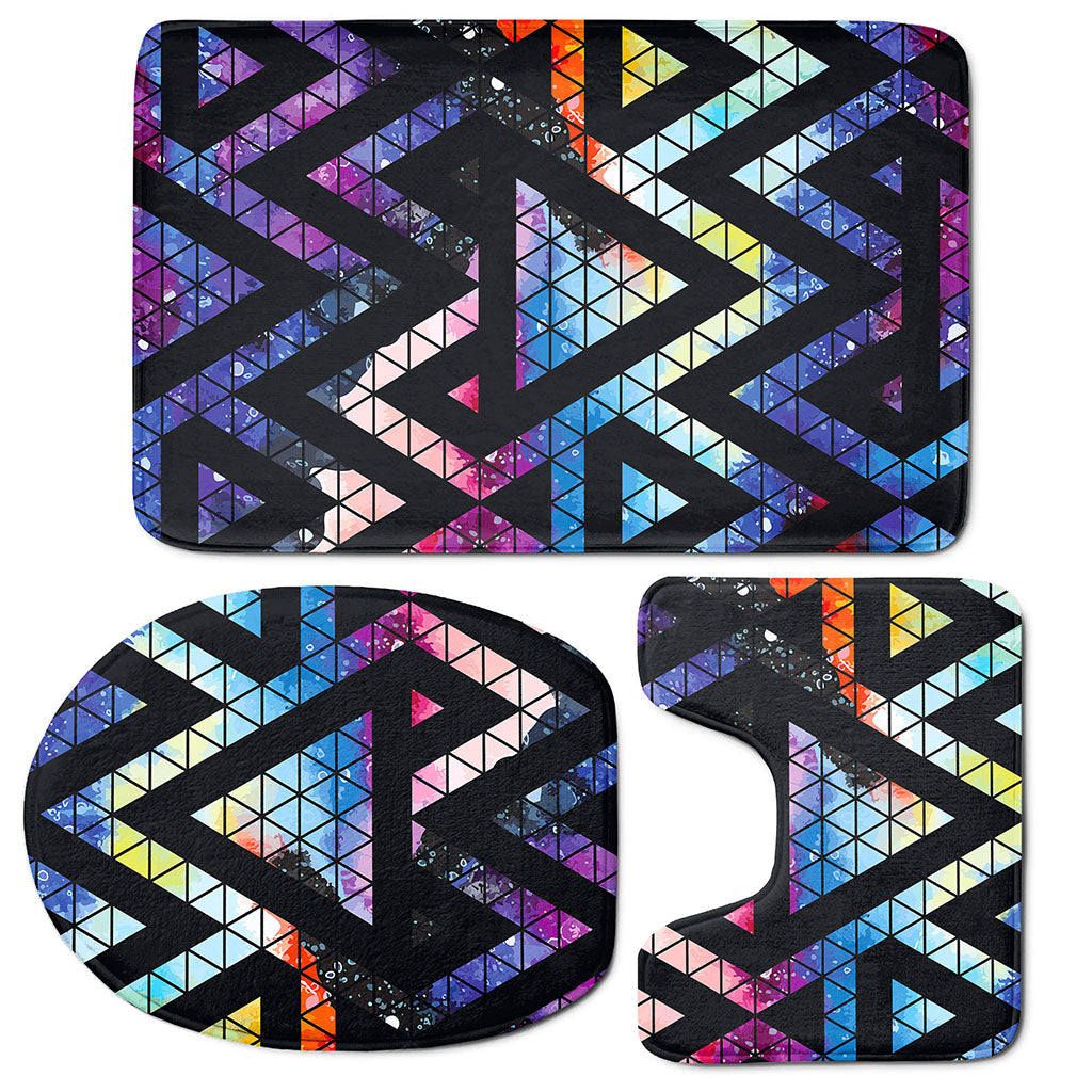Black Triangle Galaxy Space Print 3 Piece Bath Mat Set