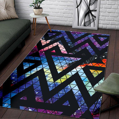Black Triangle Galaxy Space Print Area Rug GearFrost