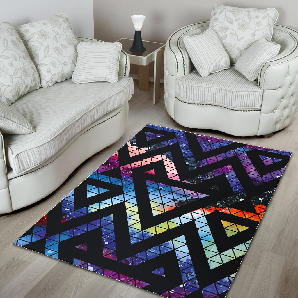 Black Triangle Galaxy Space Print Area Rug GearFrost