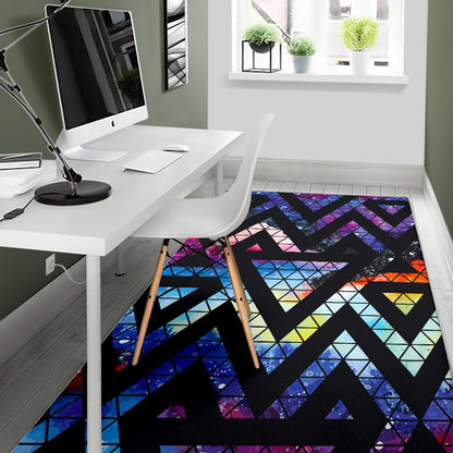 Black Triangle Galaxy Space Print Area Rug GearFrost