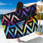 Black Triangle Galaxy Space Print Beach Sarong Wrap