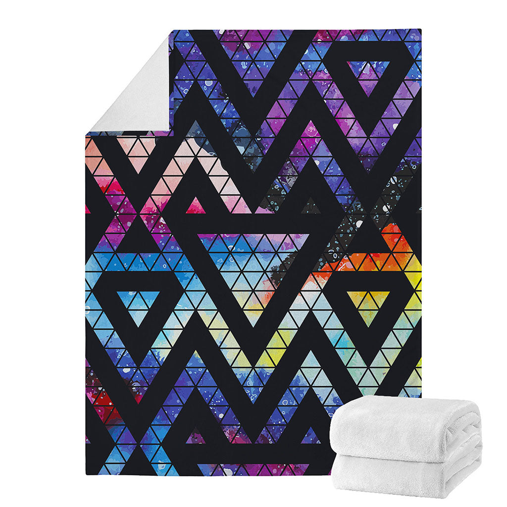 Black Triangle Galaxy Space Print Blanket