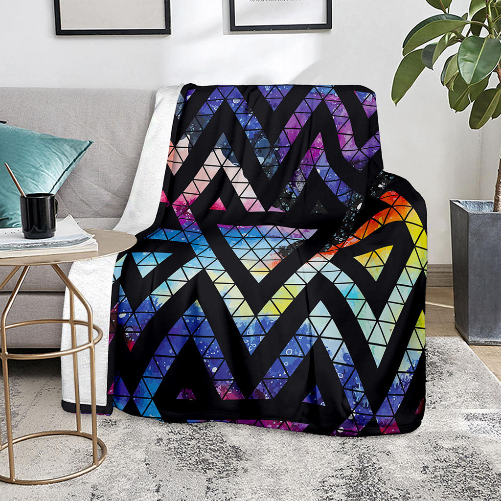 Black Triangle Galaxy Space Print Blanket