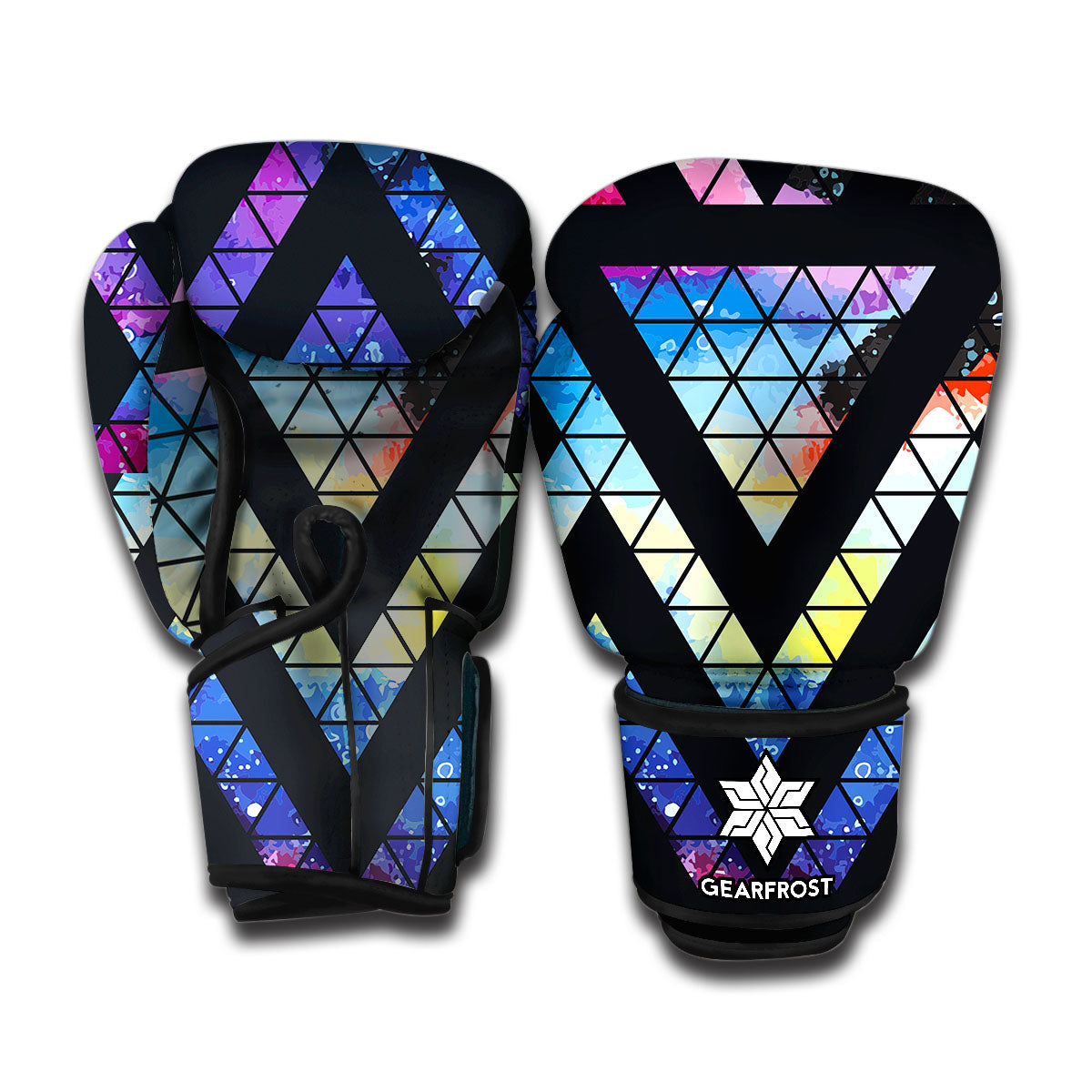 Black Triangle Galaxy Space Print Boxing Gloves