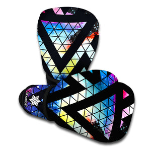 Black Triangle Galaxy Space Print Boxing Gloves