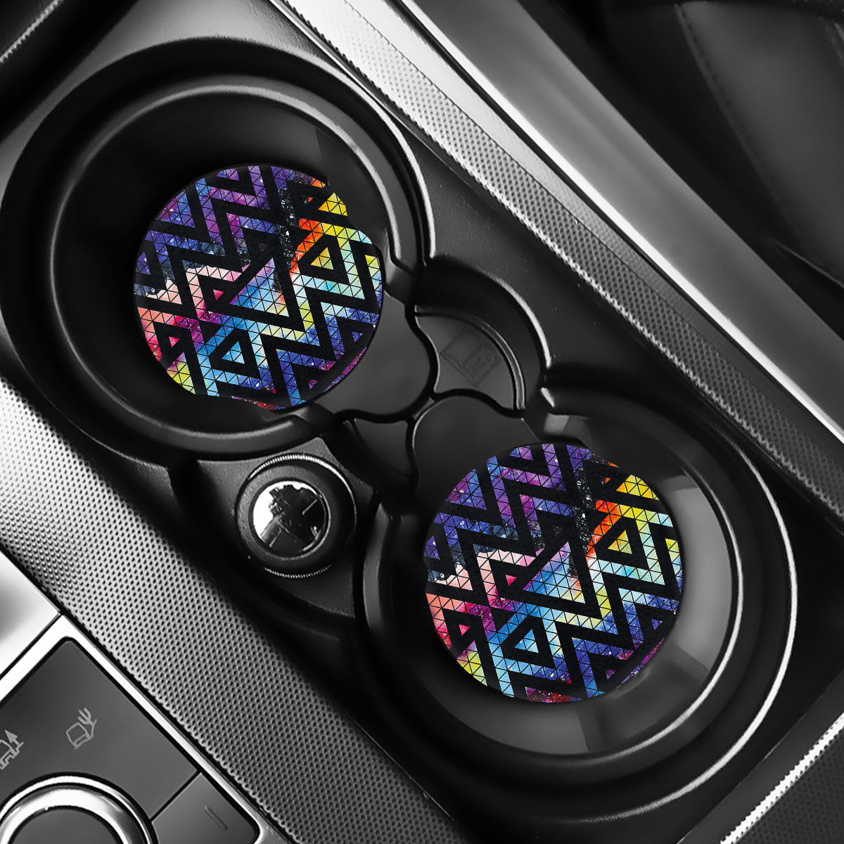 Black Triangle Galaxy Space Print Car Coasters