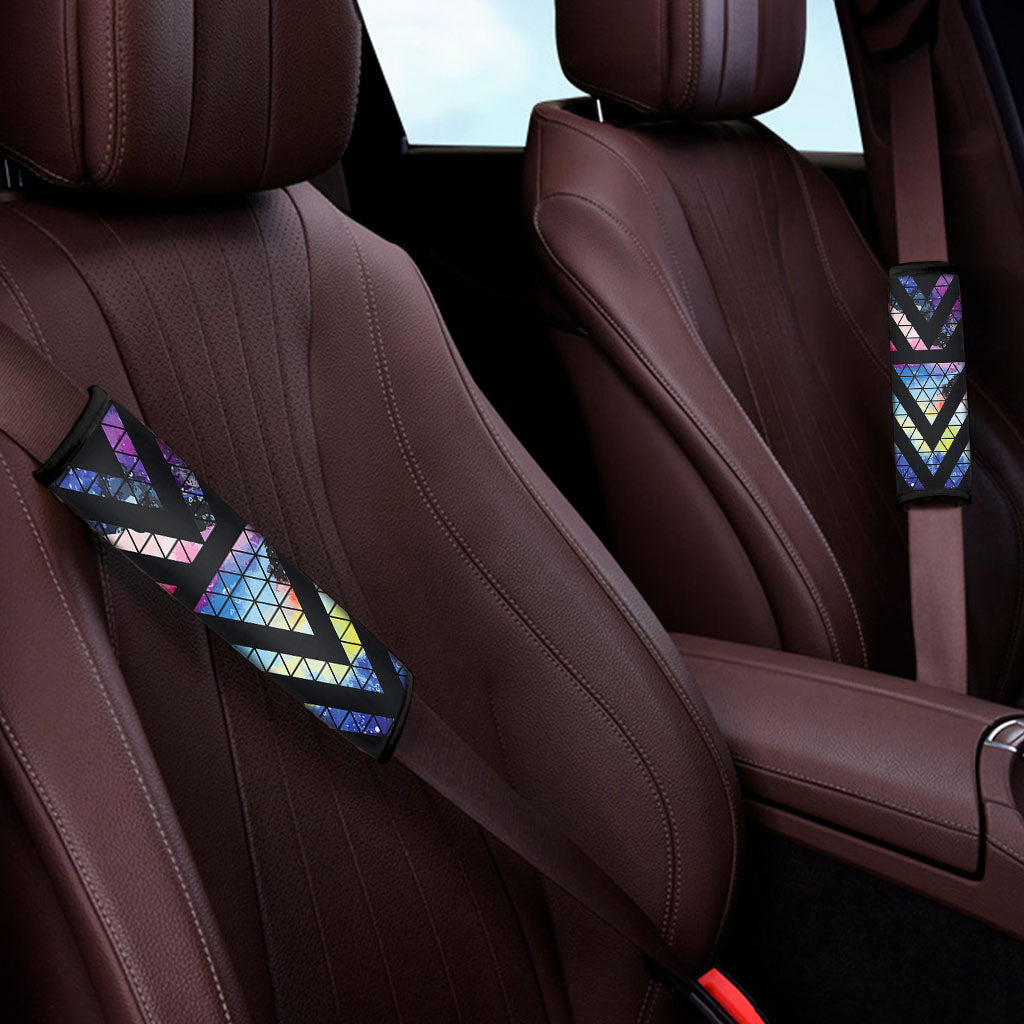 Black Triangle Galaxy Space Print Car Seat Belt Covers