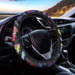 Black Triangle Galaxy Space Print Car Steering Wheel Cover