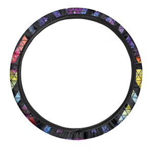 Black Triangle Galaxy Space Print Car Steering Wheel Cover