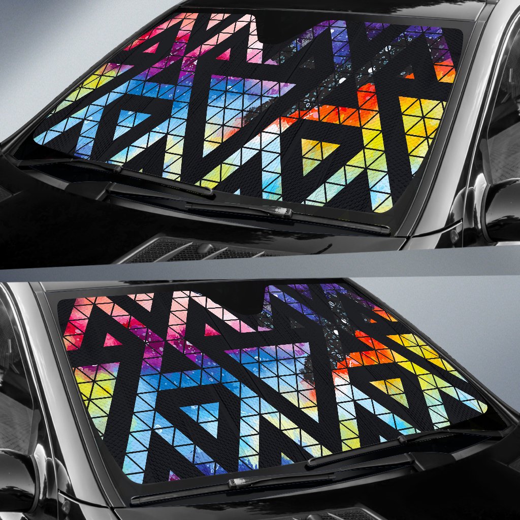 Black Triangle Galaxy Space Print Car Sun Shade GearFrost