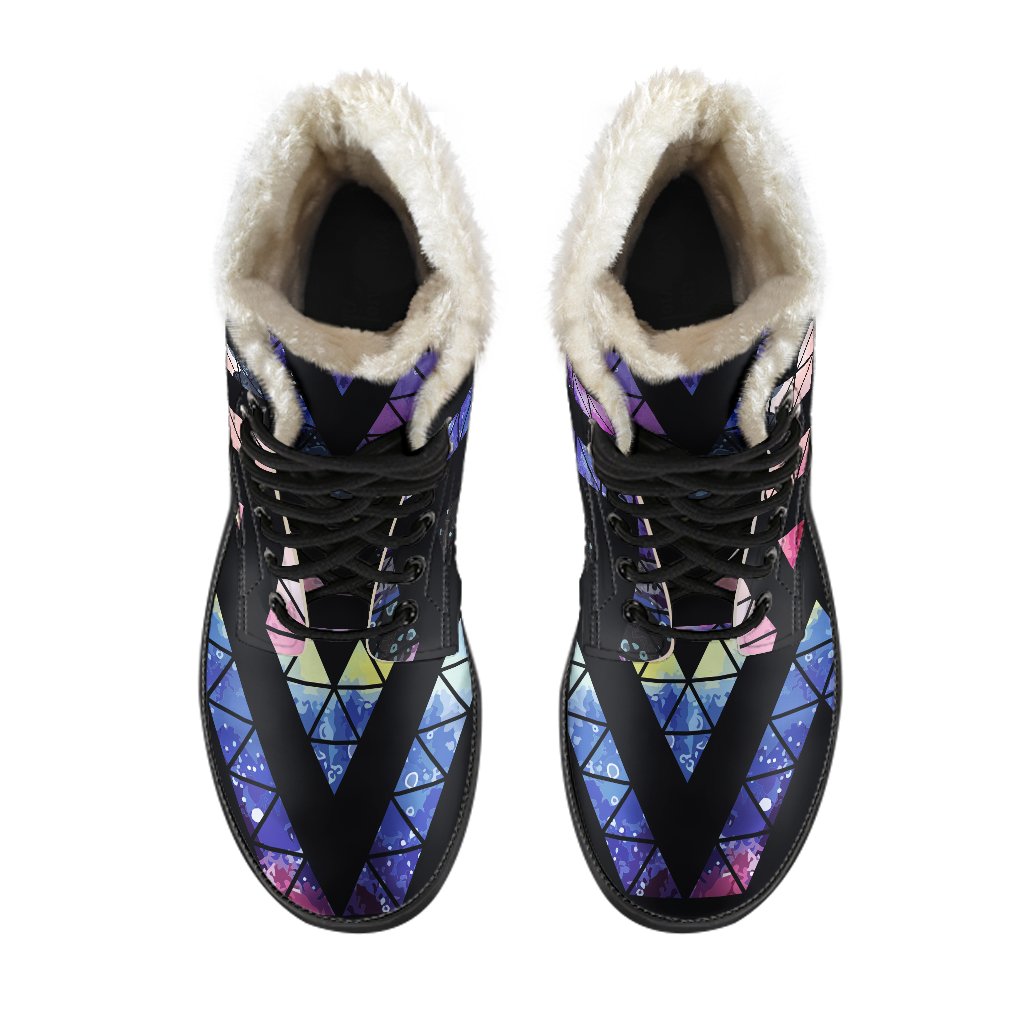 Black Triangle Galaxy Space Print Comfy Boots GearFrost