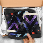 Black Triangle Galaxy Space Print Comfy Boots GearFrost