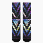 Black Triangle Galaxy Space Print Crew Socks