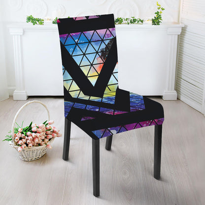 Black Triangle Galaxy Space Print Dining Chair Slipcover