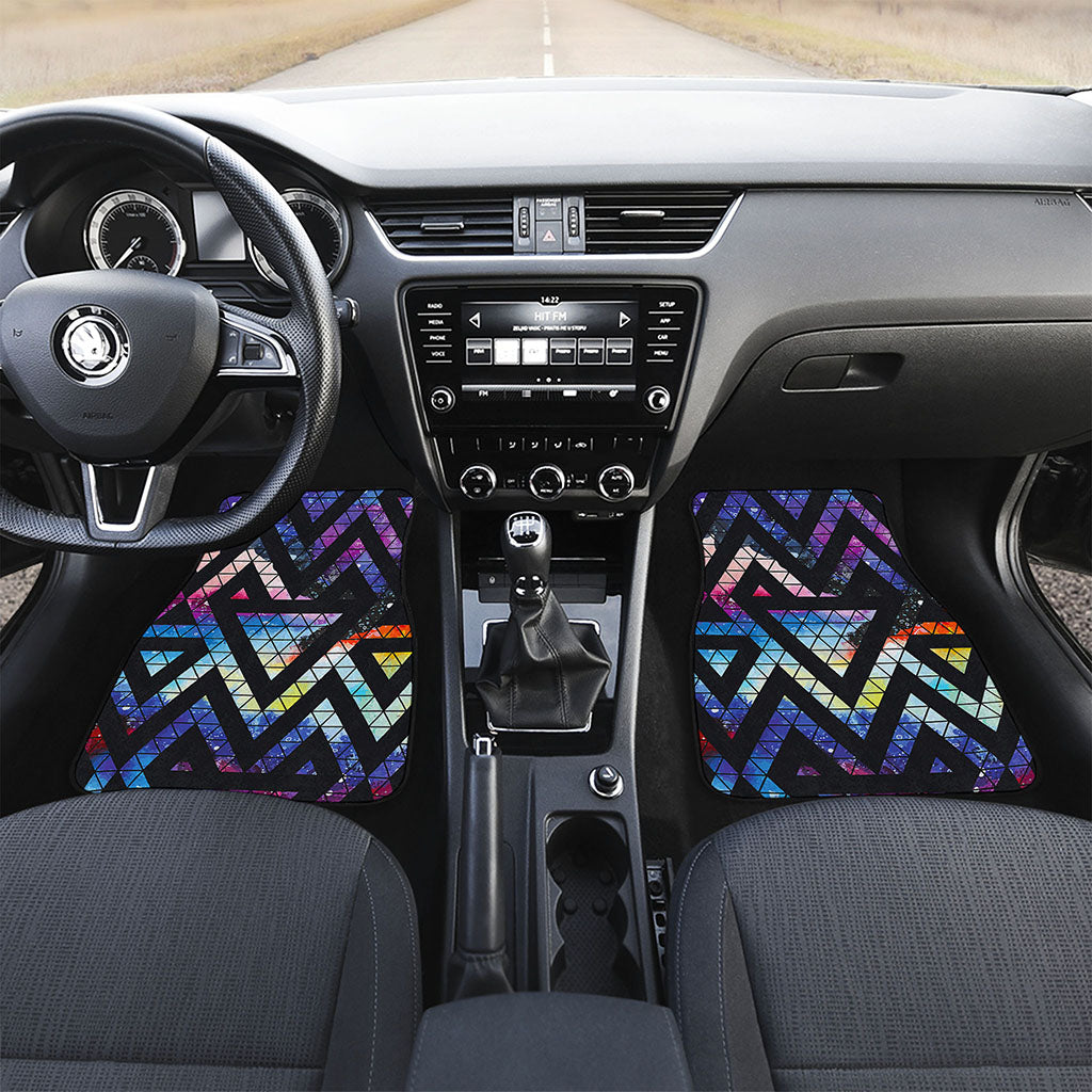 Black Triangle Galaxy Space Print Front and Back Car Floor Mats