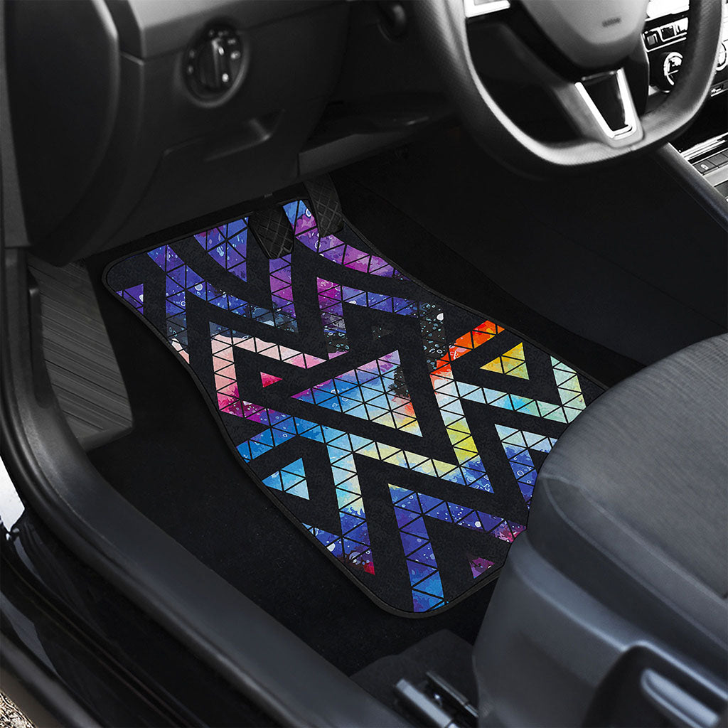 Black Triangle Galaxy Space Print Front and Back Car Floor Mats