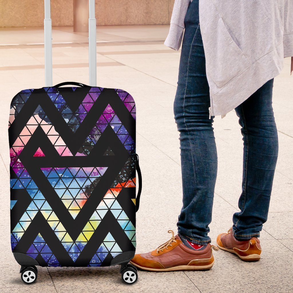 Black Triangle Galaxy Space Print Luggage Cover GearFrost